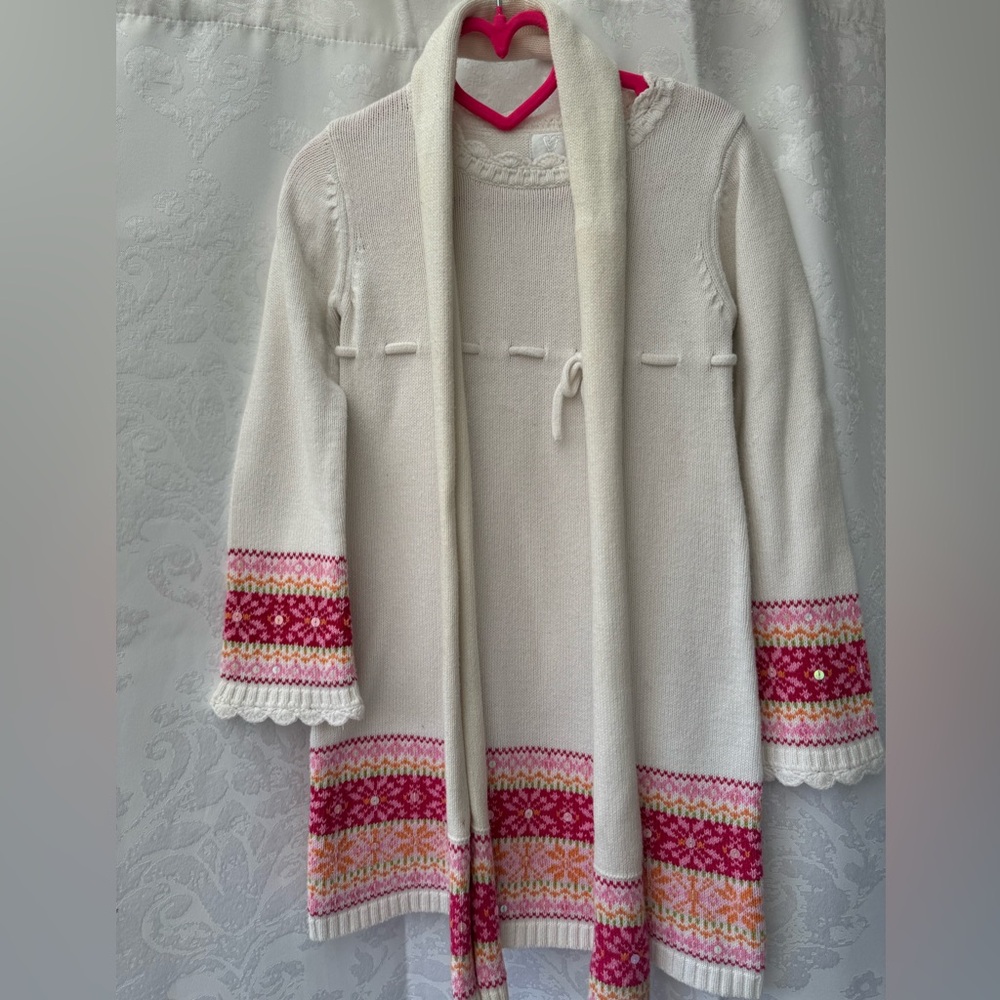 Girls sweater dress with scarf